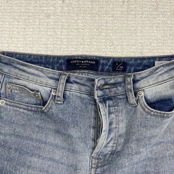 Lucky Brand High Rise Straight Ankle Distressed Jeans 2 / 26 Four-leaf clover* - Picture 5 of 15